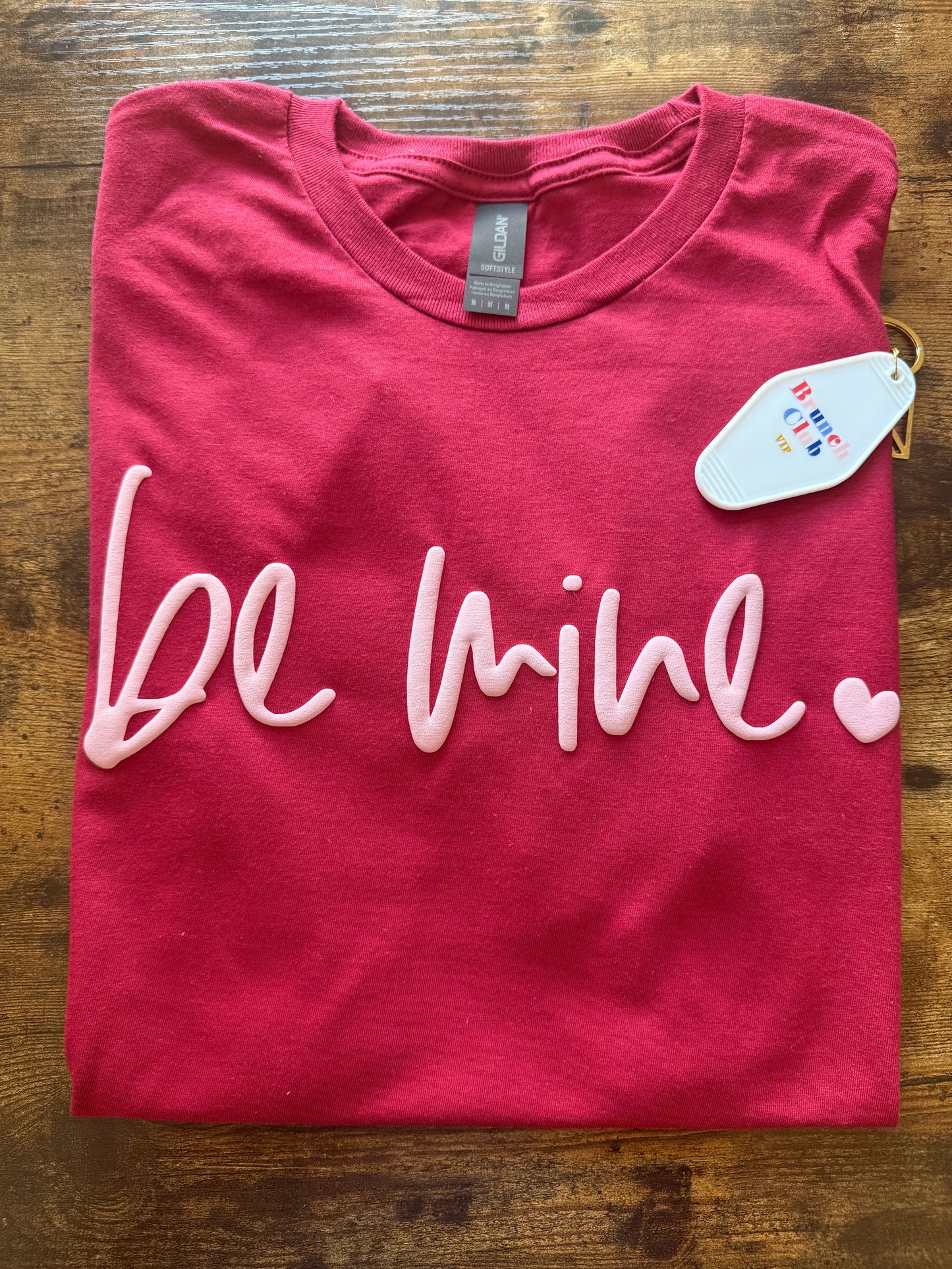 Pink 3D Puff Valentine's Day Design Shirt | Be Mine