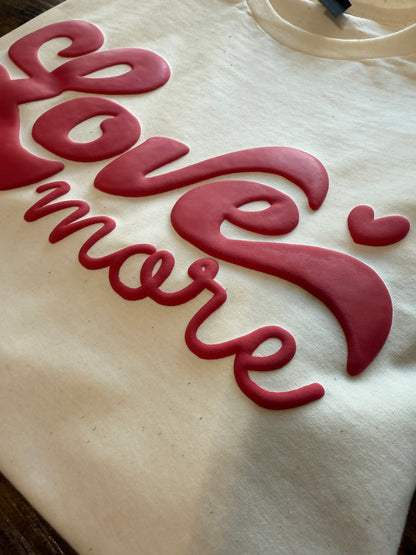 Red 3D Puff Vintage "Love More" Shirt Design