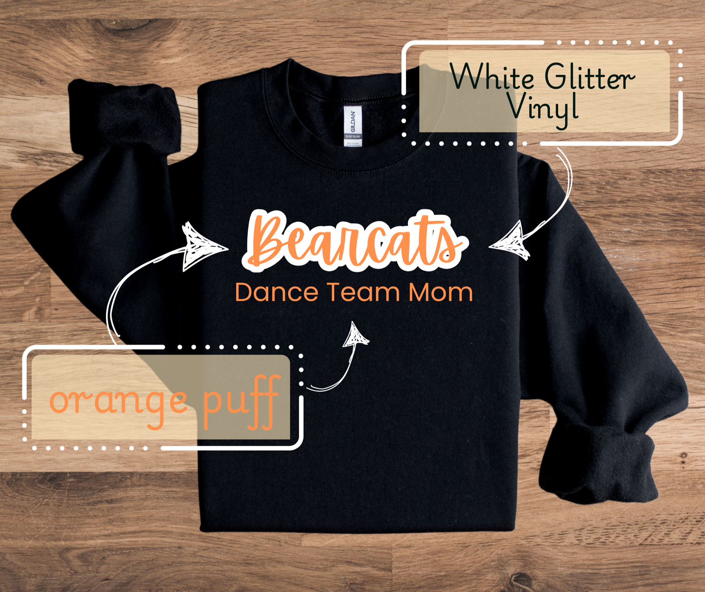 Bearcats Dance Mom Glitter + Puff Shirt Design