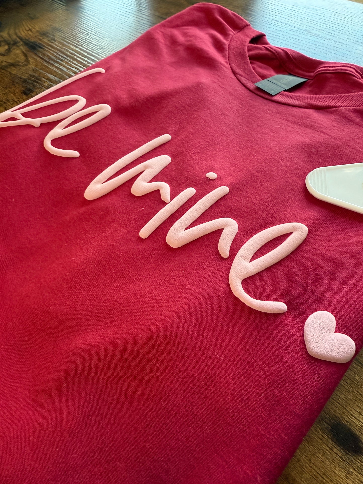 Pink 3D Puff Valentine's Day Design Shirt | Be Mine