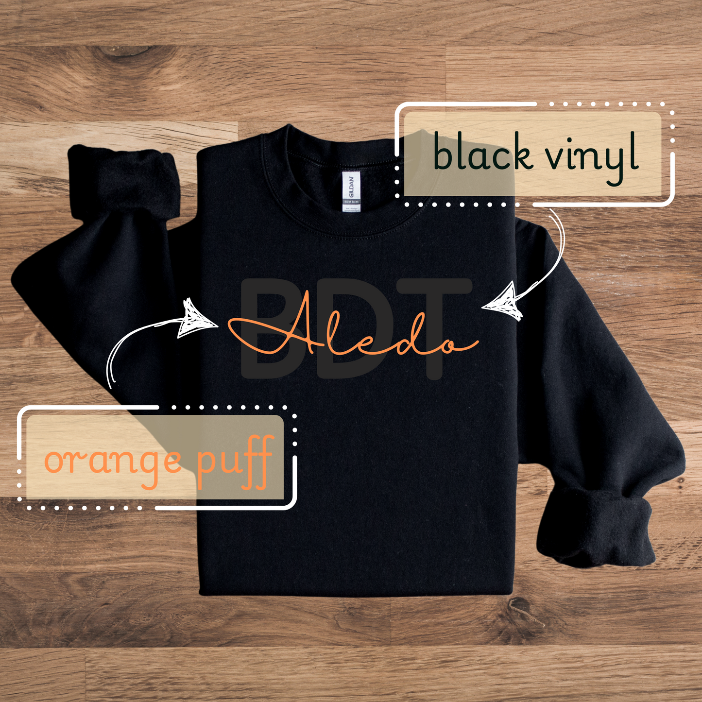 Aledo BDT Black Vinyl + Puff Print Sweatshirt