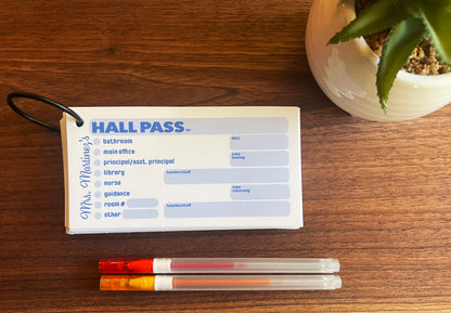 Multi Color Personalized Classroom Hall Passes for Teachers