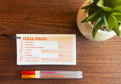 Multi Color Personalized Classroom Hall Passes for Teachers