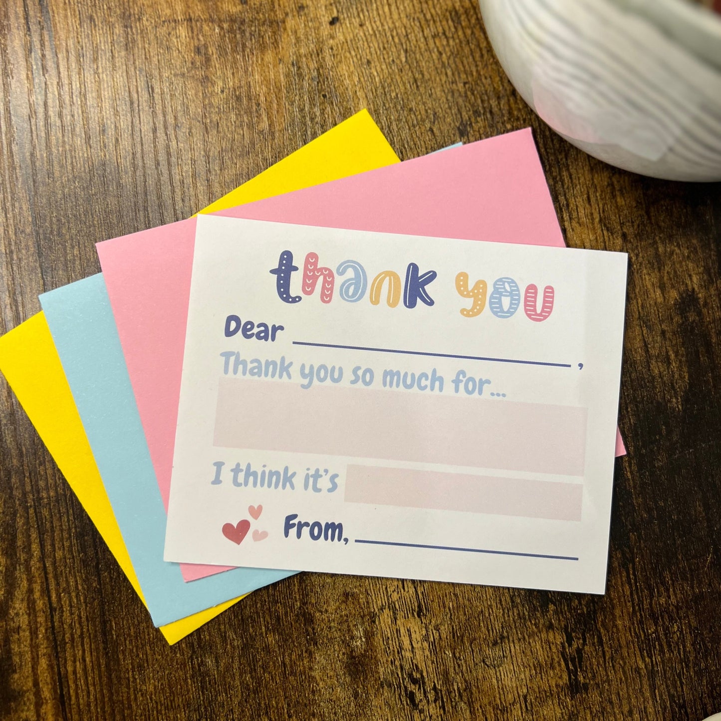 Kids Fill In the Blank Thank You Cards (Set of 10 or 20)