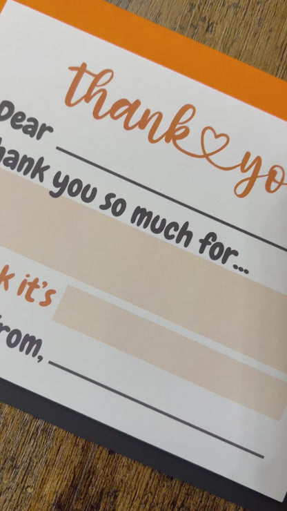 Kids Fill In the Blank Thank You Cards (Set of 10 or 20)