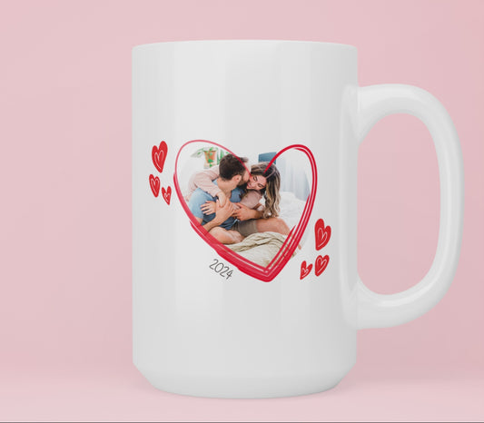 Love Mug Couples Photo with Names Personalized Mug 15oz